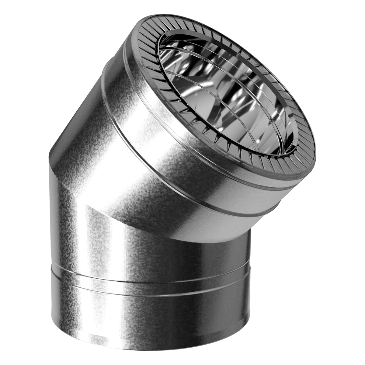 Коліно 45° двостінне, нержавіюча сталь + оцинкований кожух Versia-Lux  - фото 3