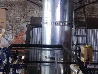 Реконструкция котельной в Кожанке: новый дымоход 26 м из нержавейки AISI 316.