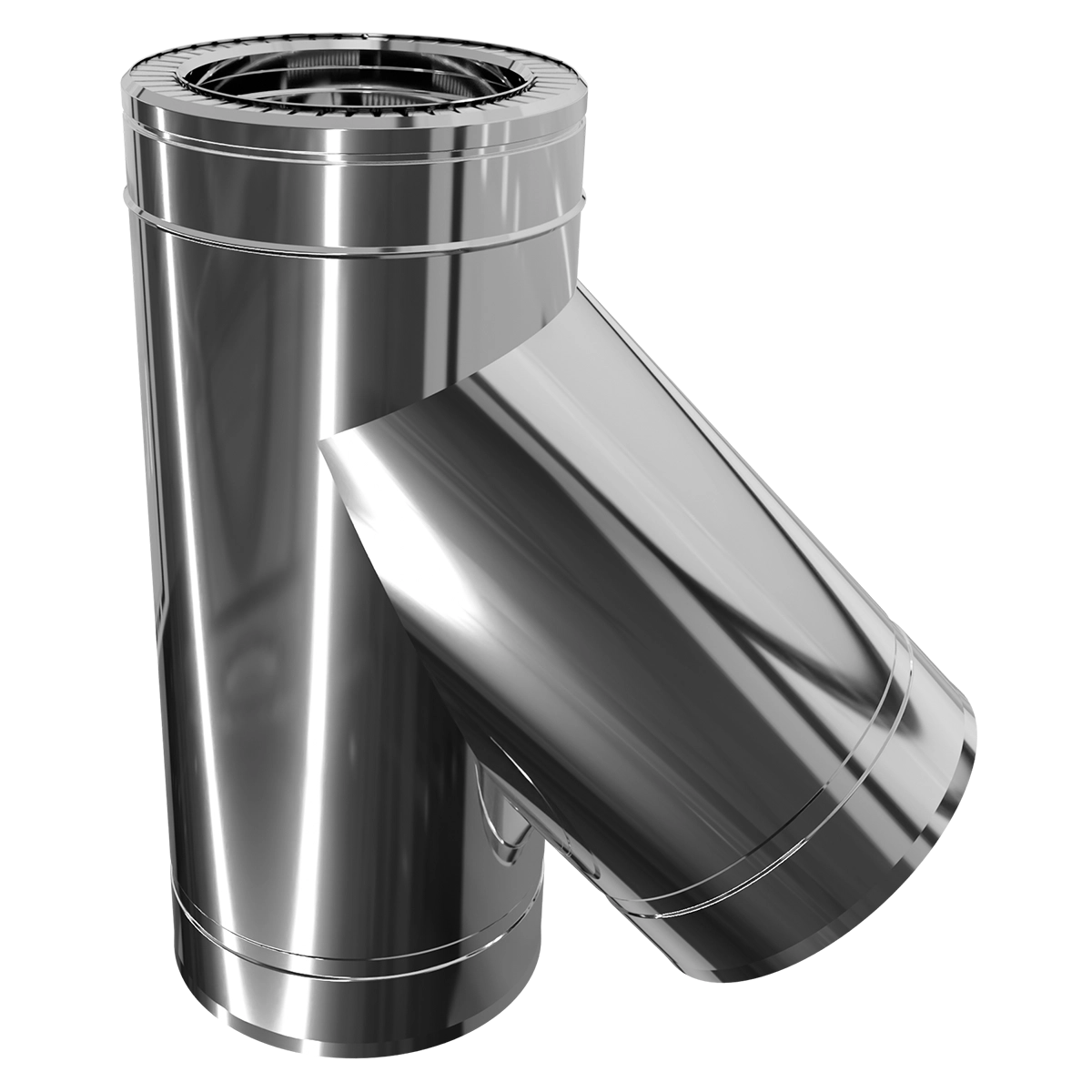 Трійник 45° двостінний, нержавіюча сталь + нержавіючий кожух Versia-Lux  - фото 1