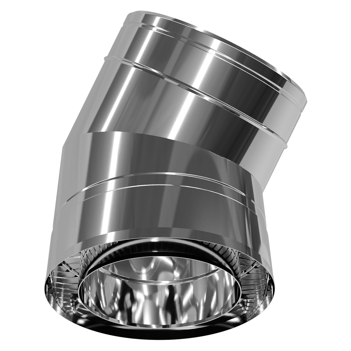 Коліно 45° двостінне, нержавіюча сталь + нержавіючий кожух Versia-Lux  - фото 4