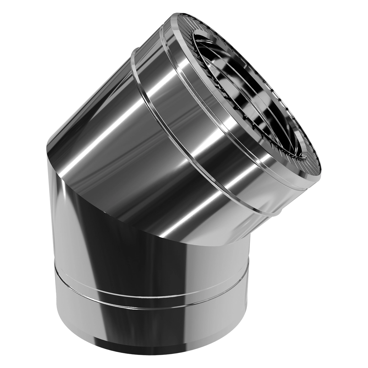 Коліно 45° двостінне, нержавіюча сталь + нержавіючий кожух Versia-Lux  - фото 1