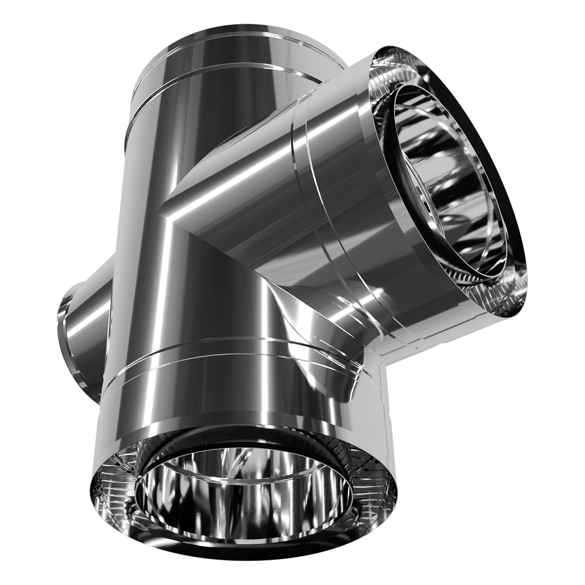 Трійник-ревізія 90° двостінний, нержавіюча сталь + нержавіючий кожух Versia-Lux  - фото 4