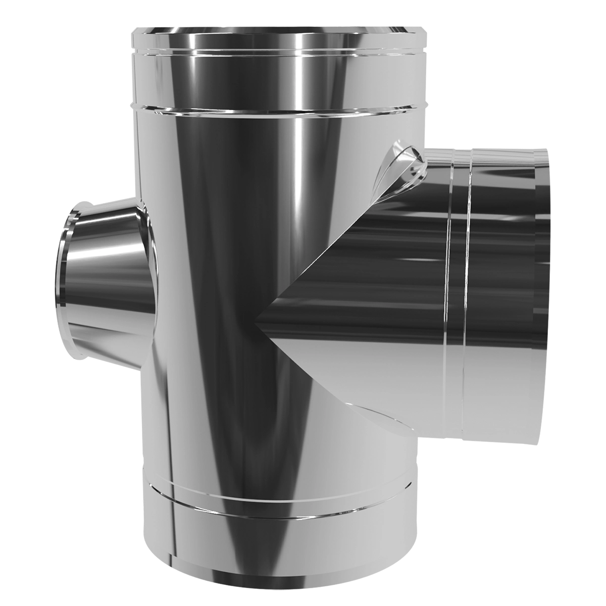 Трійник-ревізія 90° двостінний, нержавіюча сталь + нержавіючий кожух Versia-Lux  - фото 2