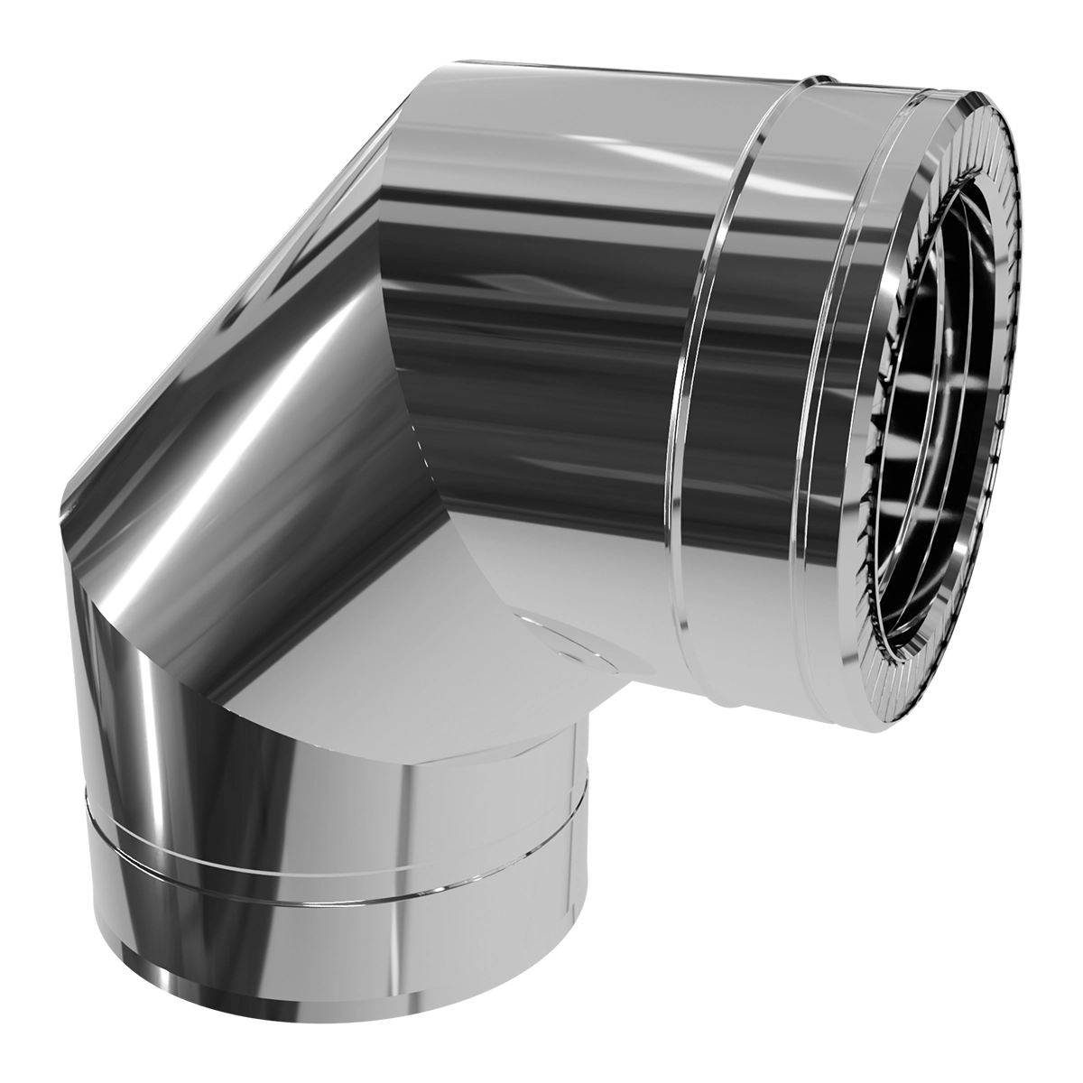 Коліно 90° двостінне, нержавіюча сталь + нержавіючий кожух Versia-Lux  - фото 1