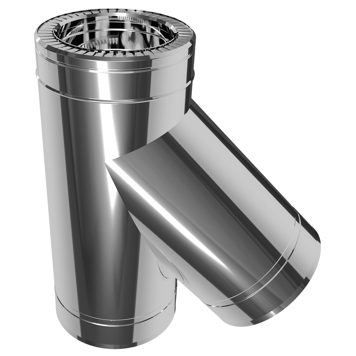 Трійник 45° двостінний, нержавіюча сталь + нержавіючий кожух Versia-Lux  - фото 4