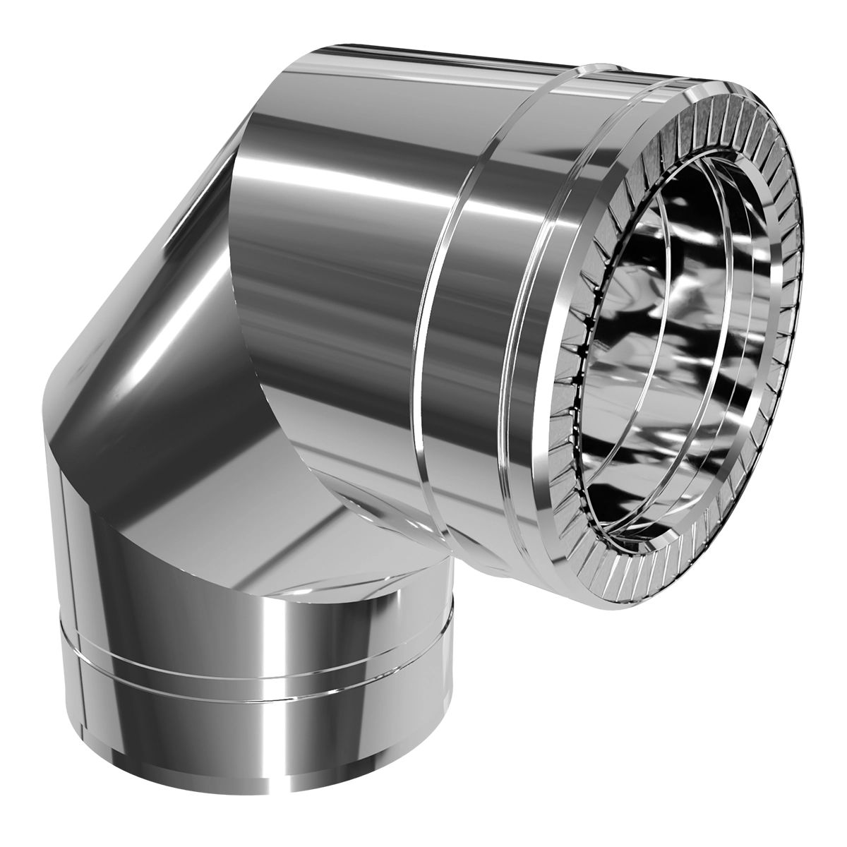 Коліно 90° двостінне, нержавіюча сталь + нержавіючий кожух Versia-Lux  - фото 3