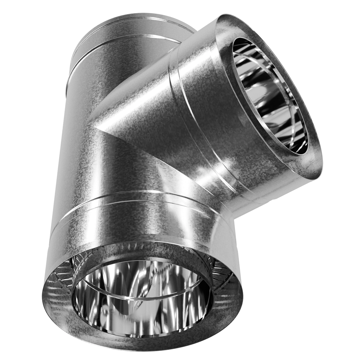 Трійник 90° двостінний, нержавіюча сталь + оцинкований кожух Versia-Lux  - фото 4