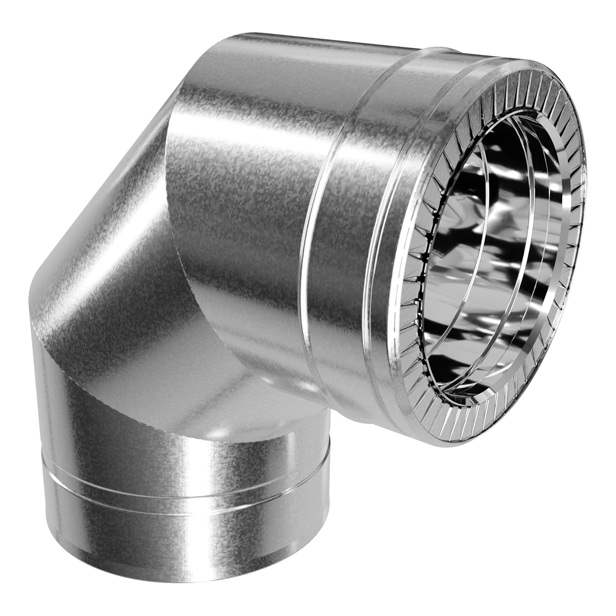 Коліно 90° двостінне, нержавіюча сталь + оцинкований кожух Versia-Lux  - фото 3