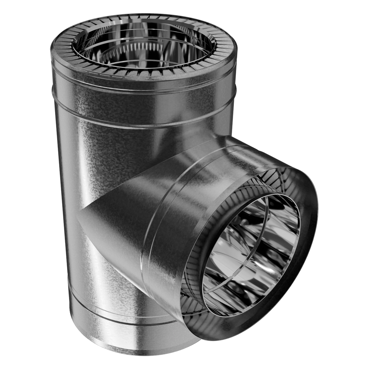 Трійник 90° двостінний, нержавіюча сталь + оцинкований кожух Versia-Lux  - фото 3