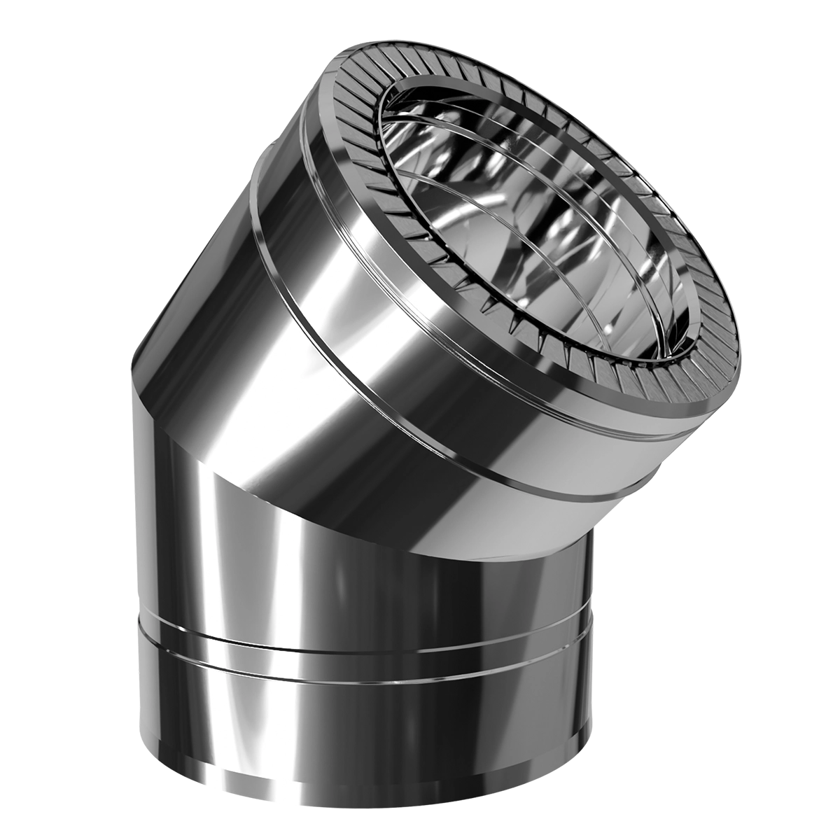 Коліно 45° двостінне, нержавіюча сталь + нержавіючий кожух Versia-Lux  - фото 3