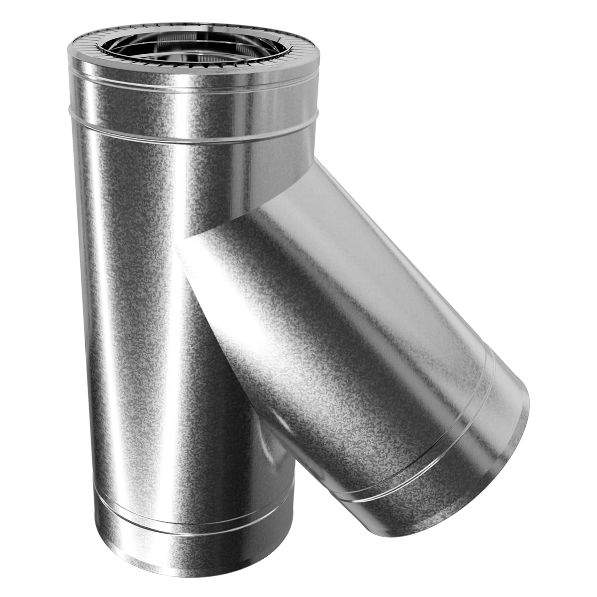 Трійник 45° двостінний, нержавіюча сталь + оцинкований кожух Versia-Lux  - фото 1