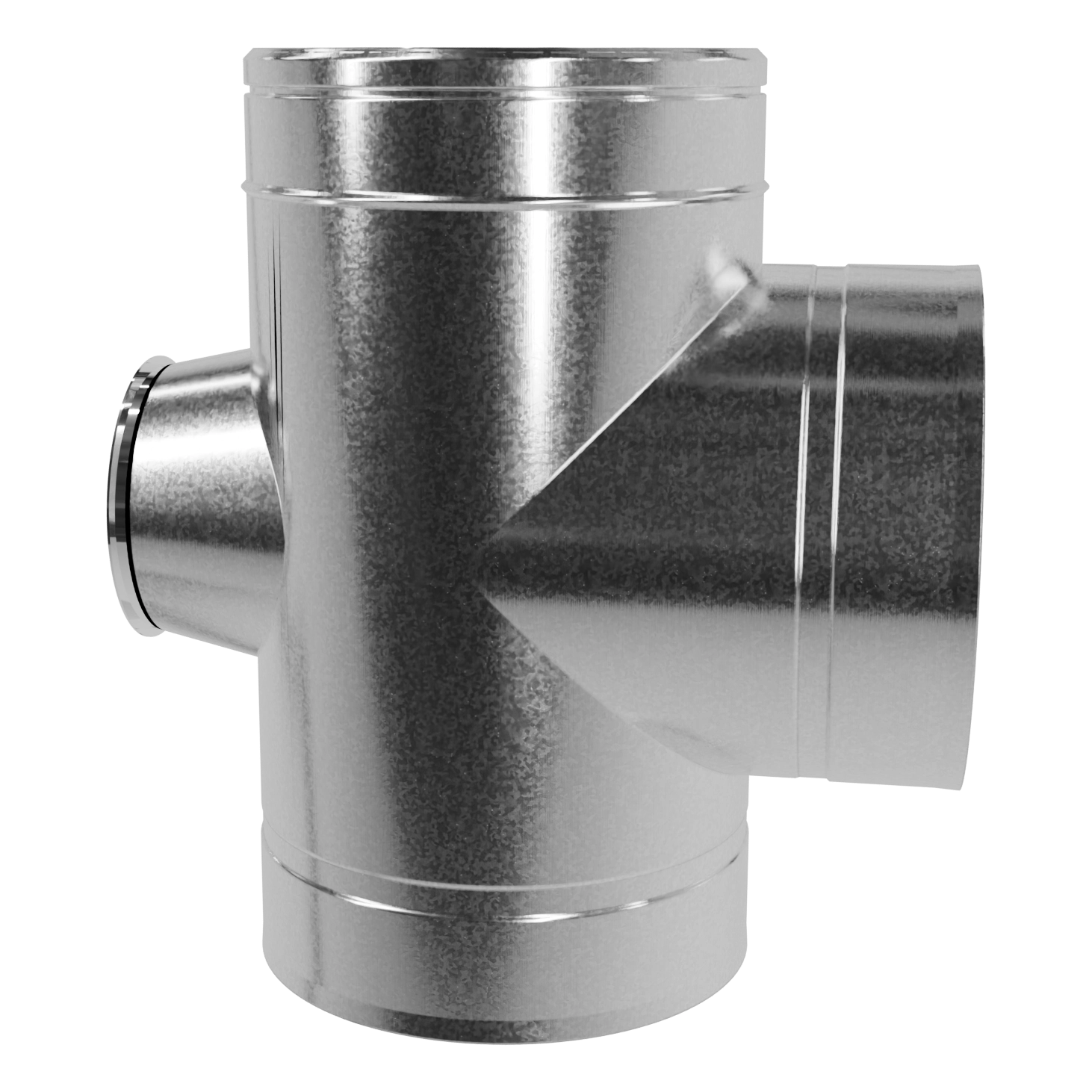 Трійник-ревізія 90° двостінний, нержавіюча сталь + оцинкований кожух Versia-Lux  - фото 2