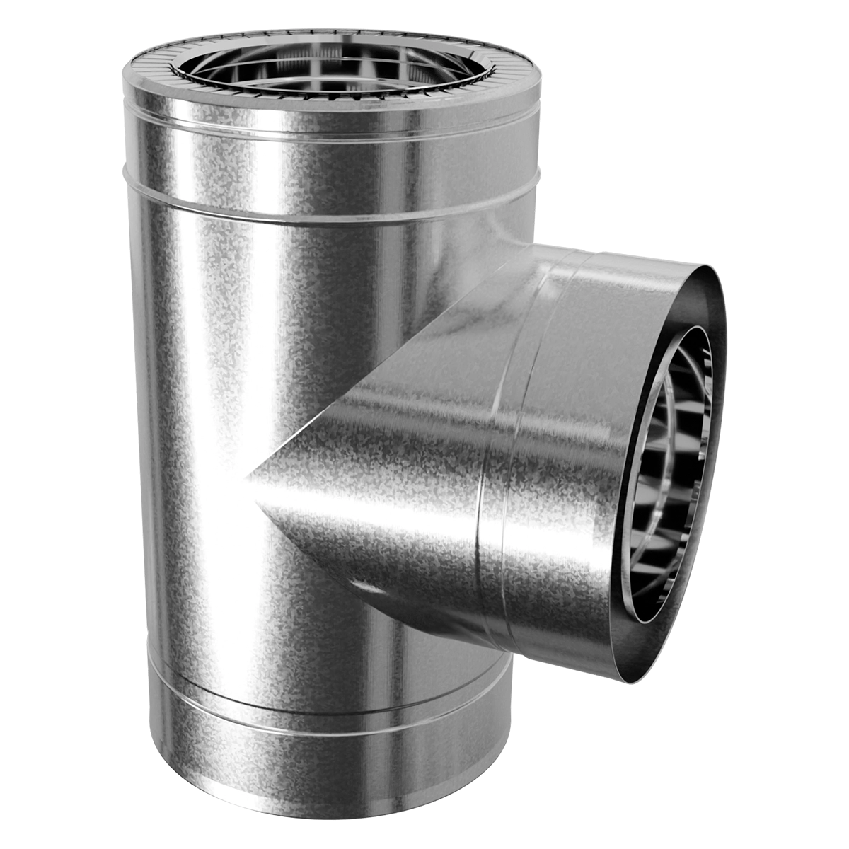 Трійник 90° двостінний, нержавіюча сталь + оцинкований кожух Versia-Lux  - фото 1