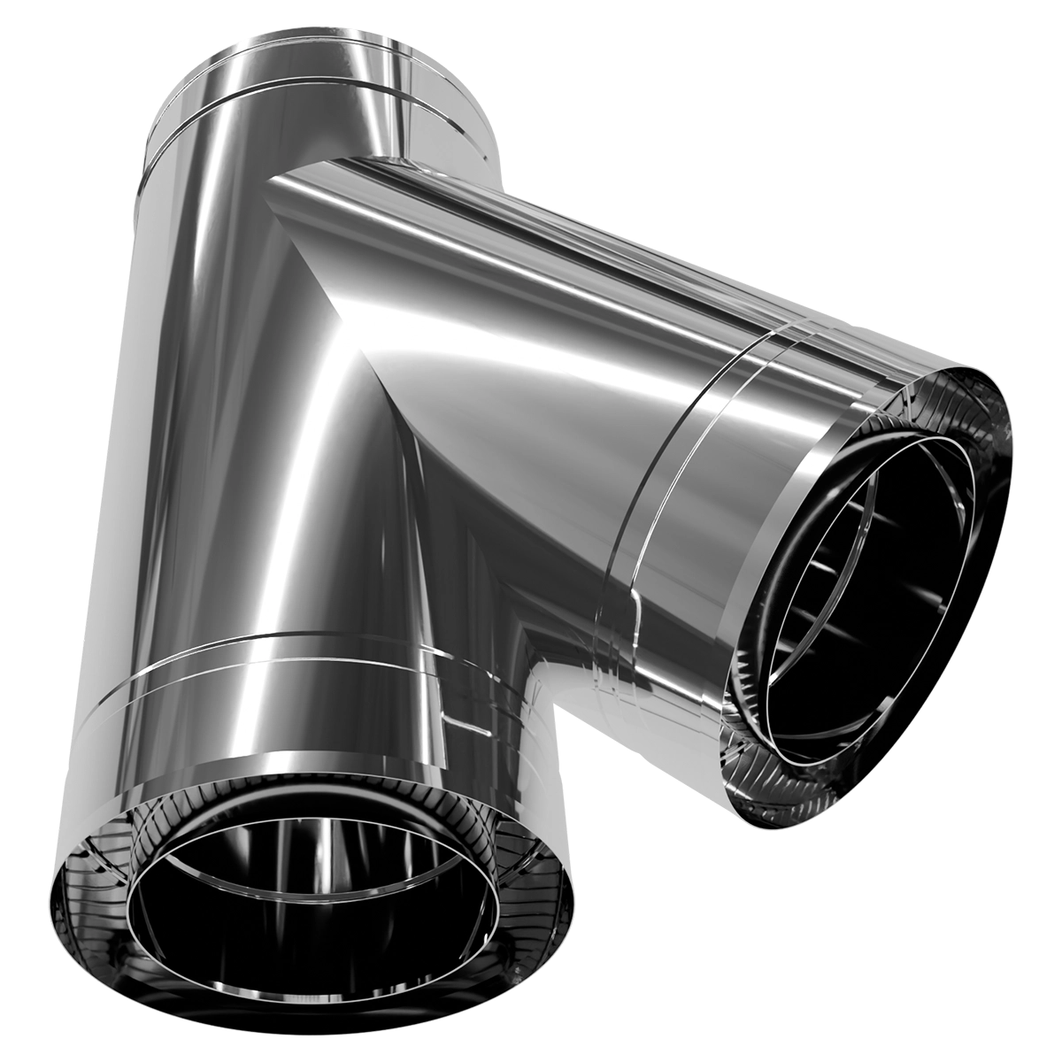 Трійник 45° двостінний, нержавіюча сталь + нержавіючий кожух Versia-Lux  - фото 3