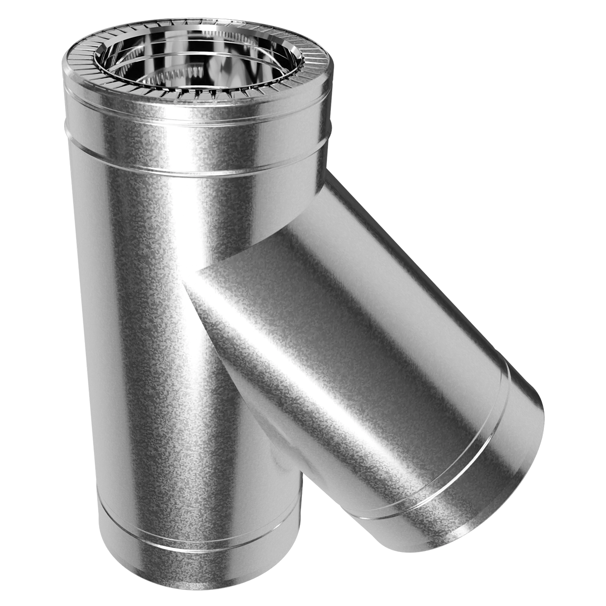 Тройник 45° двустенный, нержавеющая сталь + оцинкованый кожух Versia-Lux  - фото 3