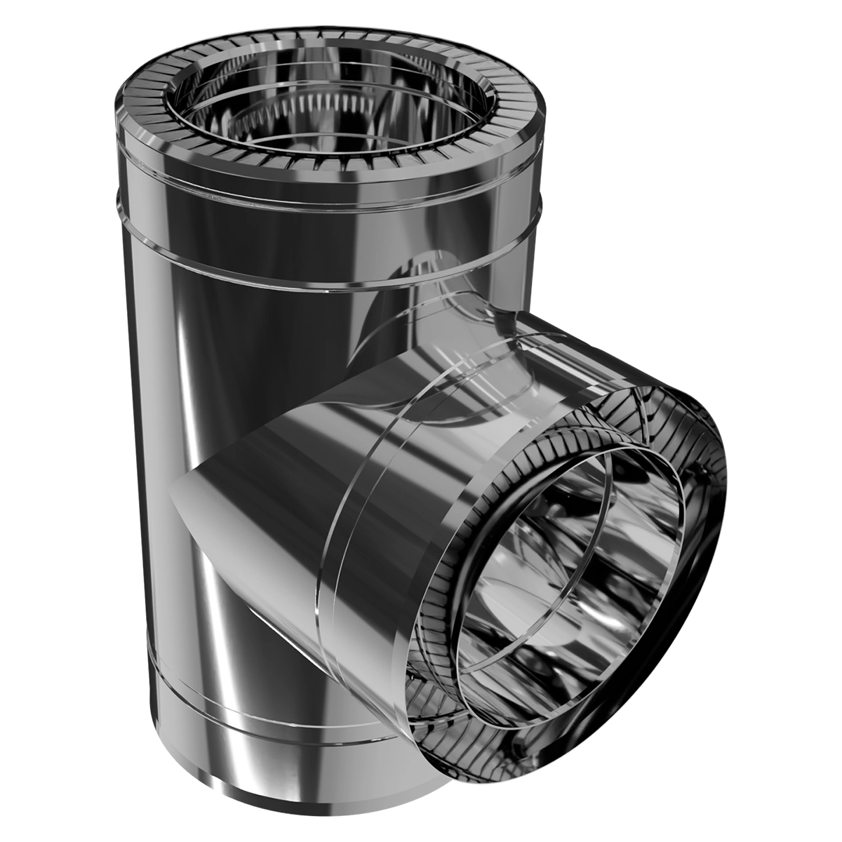 Трійник 90° двостінний, нержавіюча сталь + нержавіючий кожух Versia-Lux  - фото 3