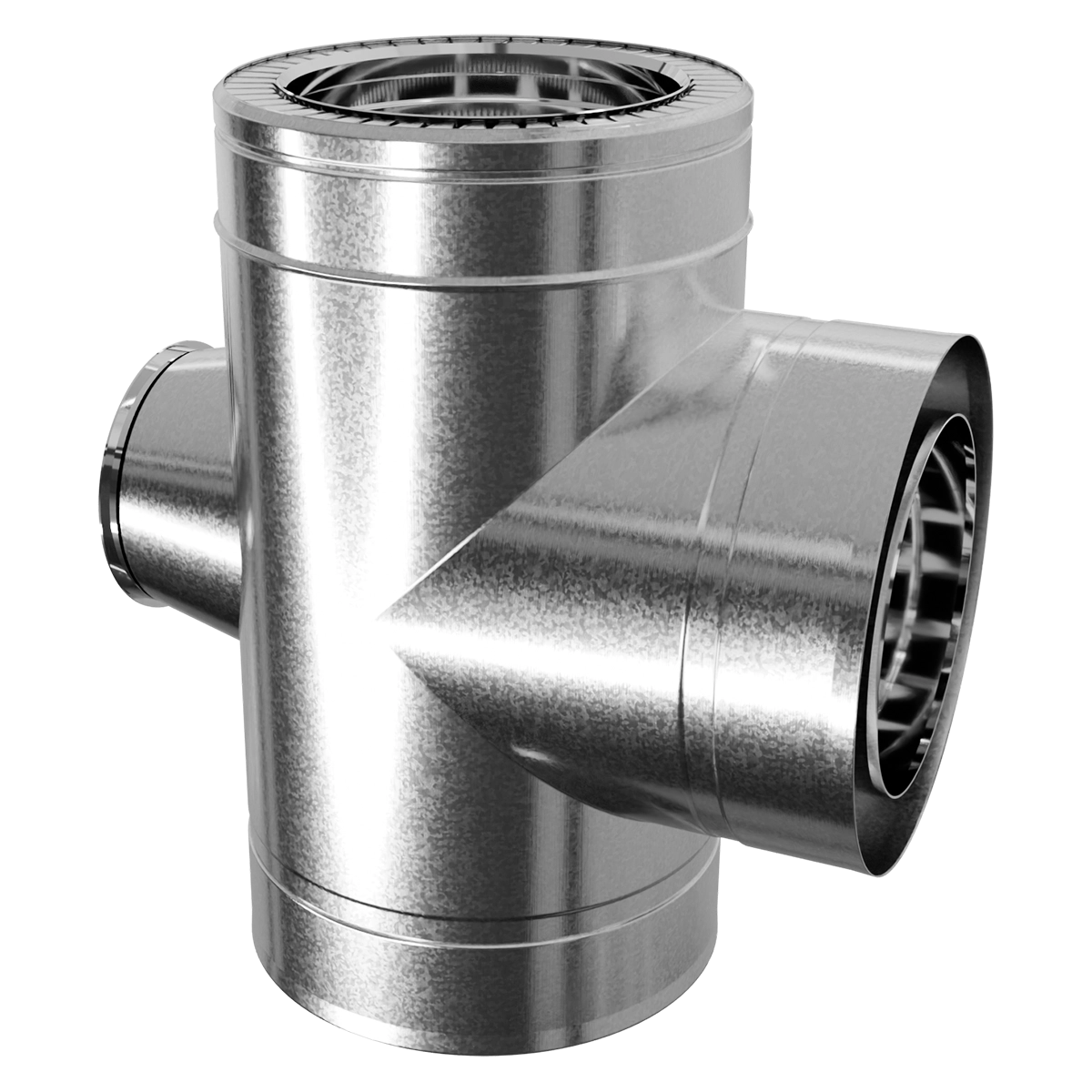 Трійник-ревізія 90° двостінний, нержавіюча сталь + оцинкований кожух Versia-Lux  - фото 1